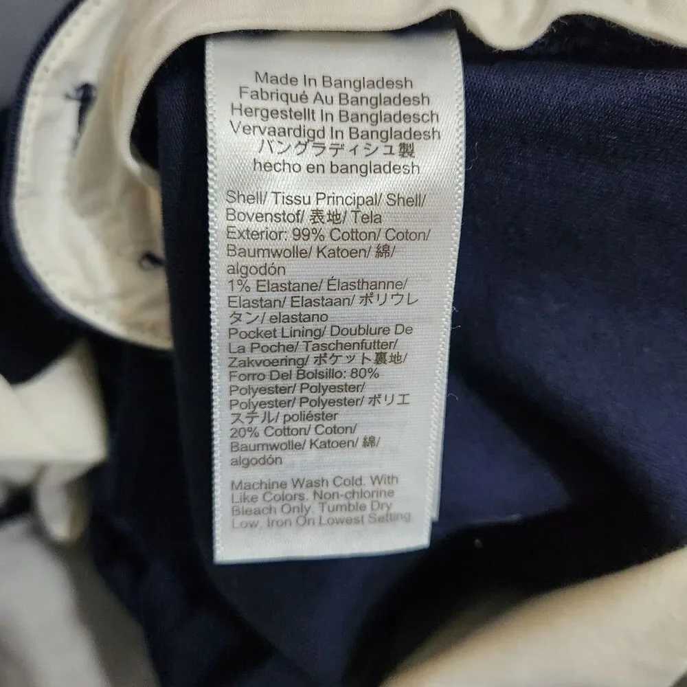 J. Crew Chino Pants Men 33X30 (34X29) Navy Flex Straight Leg